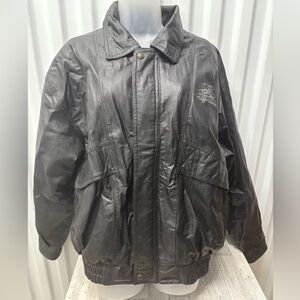 Vintage E.G. Collection Men's Black Leather Jacket with Las Vegas Logo